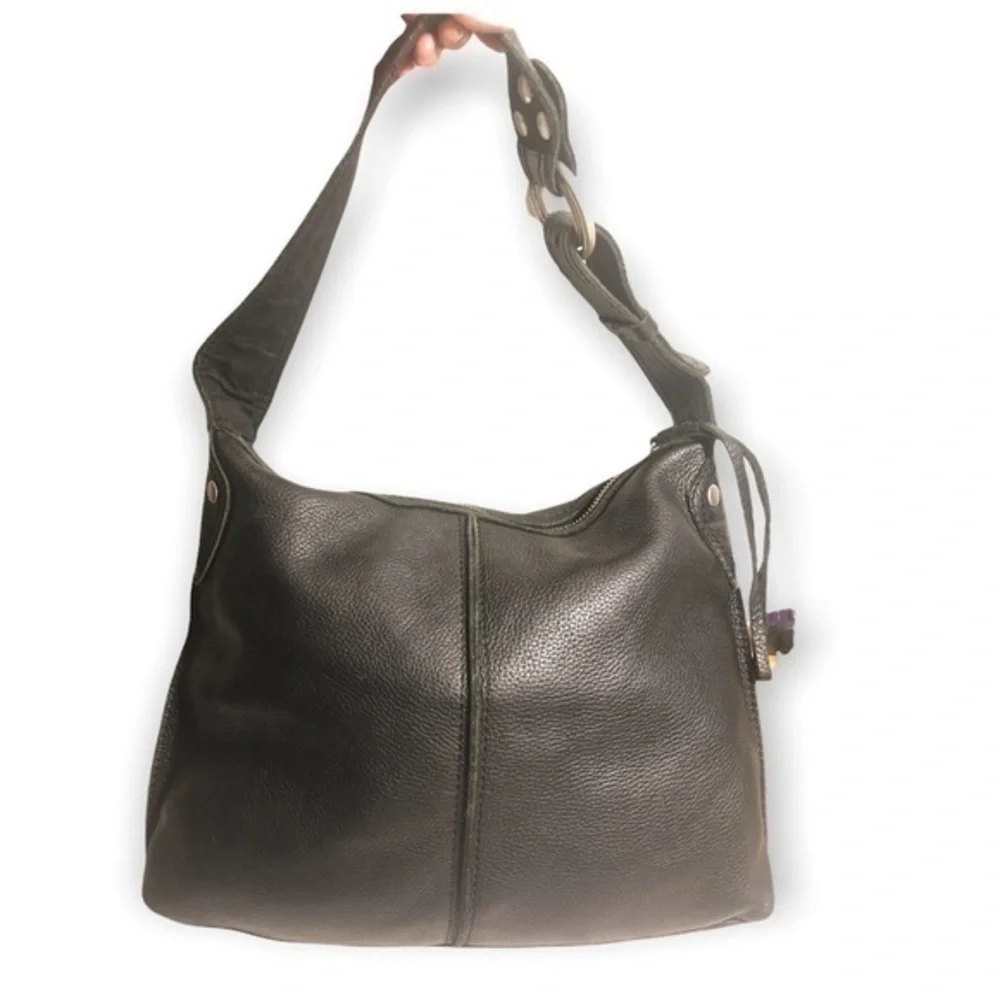 Lucky brand black pebbled leather hobo bag